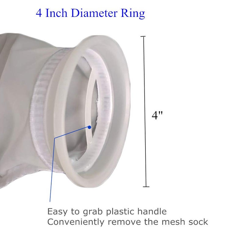 Honritone Nylon Mesh Filter Socks 4 Inch Ring 50 Micron - by 15 Inch Long â€“ Aquarium Water Filter Bags - 2 Pack (50 Micron - 4 x 15 Inch) - Image 3